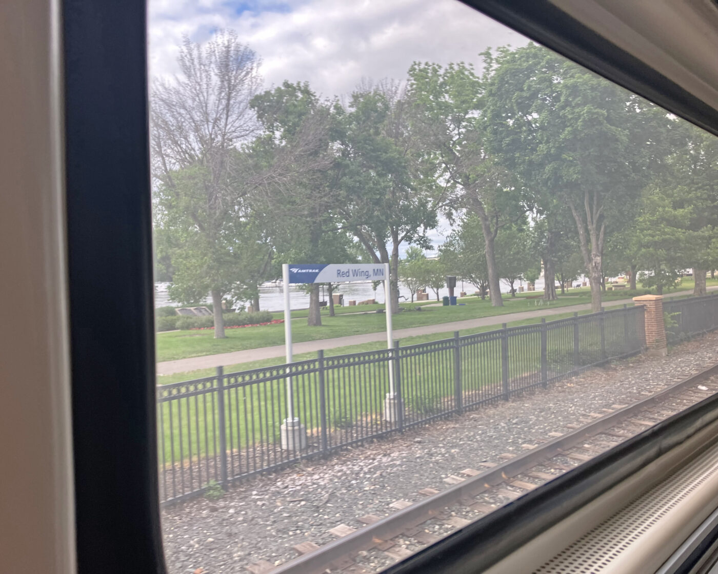 A small park with green trees in Red Wing, MN