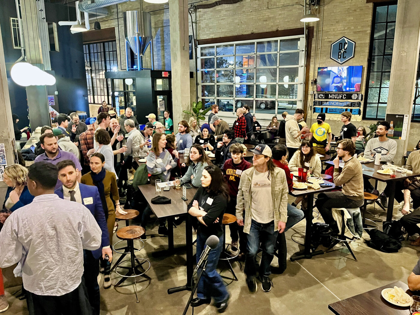 More than 75 people attended the Transit Advocacy Social—packing the house at Dual Citizen Brewing 